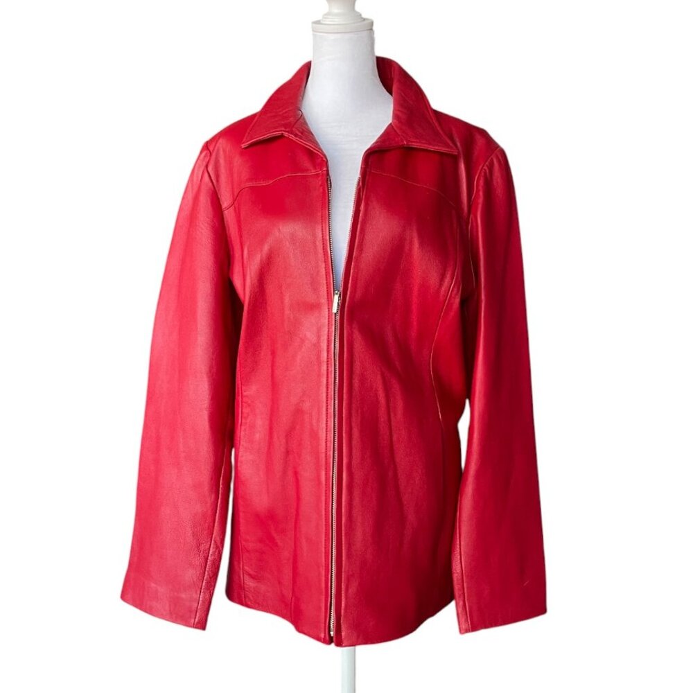 Alfani Y2K Red Lambskin Leather Zip Jacket – Size XL